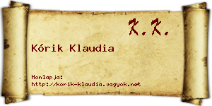 Kórik Klaudia névjegykártya